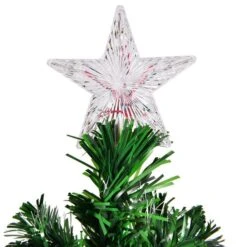 Costway 6-ft Pre-Lit Fibre Optic Artificial Christmas Tree With Multicolour Lights Snowflakes