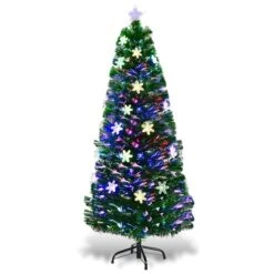 Costway 6-ft Pre-Lit Fibre Optic Artificial Christmas Tree With Multicolour Lights Snowflakes -Northlight Paradise 331059980 MainImage 001 l