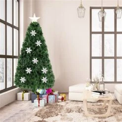 Costway 5-ft Pre-Lit Fibre Optic Artificial Christmas Tree With Multicolour Lights Snowflakes 10 Costway 5-ft Pre-Lit Fibre Optic Artificial Christmas Tree With Multicolour Lights Snowflakes -Northlight Paradise 331059989 AlternateImage4 l