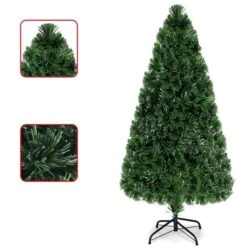 Costway 5-ft Pre-Lit Fibre Optic Artificial PVC Christmas Tree With Metal Stand
