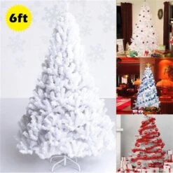 Costway 6-ft Artificial PVC Christmas Tree With Metal Stand Indoor/Outdoor Décor White