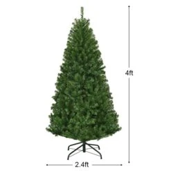 Costway 4-ft Pre-Lit Artificial Christmas Tree Premium Hinged With 100 LED Lights And Stand