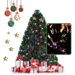 Costway 3-ft Pre-Lit Fibre Optic Artificial PVC Christmas Tree Tabletop With Plastic Stand -Northlight Paradise 331060023 AlternateImage2 l