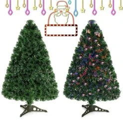 Costway 3-ft Pre-Lit Fibre Optic Artificial PVC Christmas Tree Tabletop With Plastic Stand -Northlight Paradise 331060023 AlternateImage4 l
