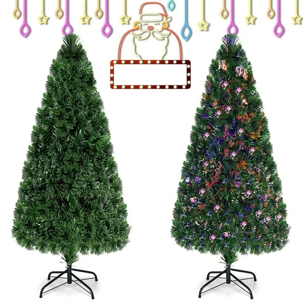 Costway 6-ft Pre-Lit Fibre Optic Artificial PVC Christmas Tree With Metal Stand 5 Costway 6-ft Pre-Lit Fibre Optic Artificial PVC Christmas Tree With Metal Stand - Image 3