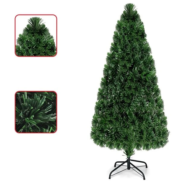 Costway 6-ft Pre-Lit Fibre Optic Artificial PVC Christmas Tree With Metal Stand 4 Costway 6-ft Pre-Lit Fibre Optic Artificial PVC Christmas Tree With Metal Stand - Image 2