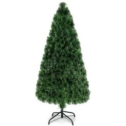 Costway 6-ft Pre-Lit Fibre Optic Artificial PVC Christmas Tree With Metal Stand