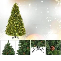 Costway 8-ft Pre-Lit Artificial Christmas Tree Hinged With 600 LED Lights And Pine Cones -Northlight Paradise 331060028 AlternateImage3 l
