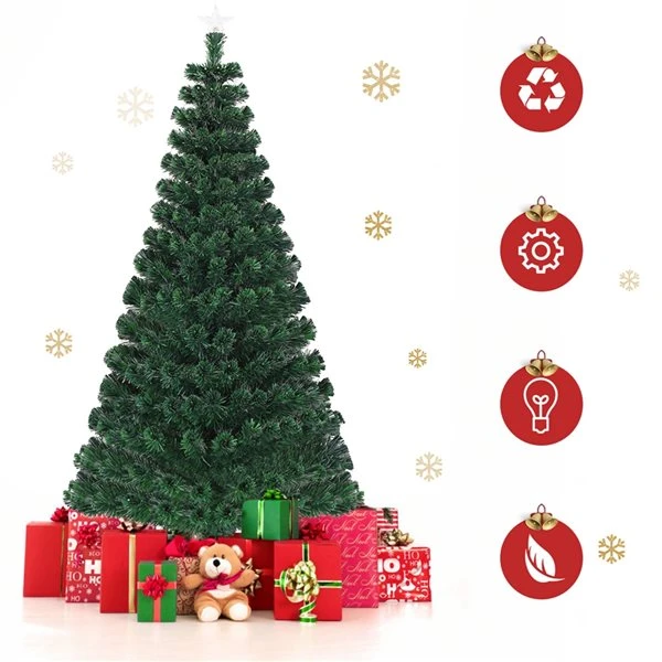 Costway 7-ft Pre-Lit Fibre Optic Artificial Christmas Tree With 280 LED Lights And Top Star 6 Costway 7-ft Pre-Lit Fibre Optic Artificial Christmas Tree With 280 LED Lights And Top Star - Image 4