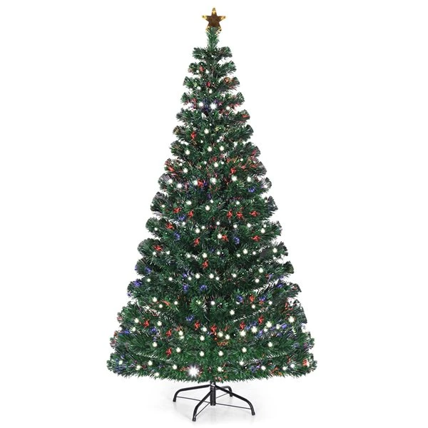 Costway 7-ft Pre-Lit Fibre Optic Artificial Christmas Tree With 280 LED Lights And Top Star 4 Costway 7-ft Pre-Lit Fibre Optic Artificial Christmas Tree With 280 LED Lights And Top Star - Image 2