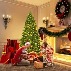 Costway 7.5-ft Pre-Lit Hinged PVC Artificial Christmas Tree With 400 LED Lights And Stand New -Northlight Paradise 331060046 AlternateImage2 l