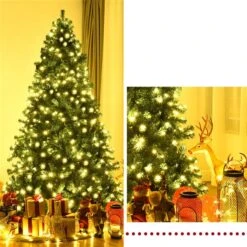 Costway 7.5-ft Pre-Lit Hinged PVC Artificial Christmas Tree With 400 LED Lights And Stand New -Northlight Paradise 331060046 AlternateImage4 l