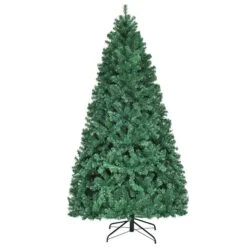 Costway 7.5-ft Pre-Lit Hinged PVC Artificial Christmas Tree With 400 LED Lights And Stand New