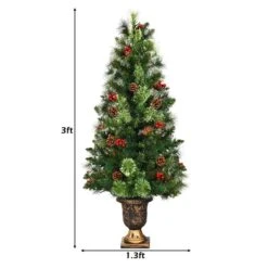 Costway 3-ft Pre-Lit Christmas Entrance Tree In Urn With 40 LED Light Red Berries Pine Cone -Northlight Paradise 331060051 AlternateImage1 l