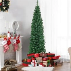 Costway 6-ft PVC Artificial Pencil Christmas Tree Slim With Stand Home Holiday Decor Green 11 Costway 6-ft PVC Artificial Pencil Christmas Tree Slim With Stand Home Holiday Decor Green -Northlight Paradise 331060060 AlternateImage3 l