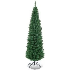Costway 6-ft PVC Artificial Pencil Christmas Tree Slim With Stand Home Holiday Decor Green 8 Costway 6-ft PVC Artificial Pencil Christmas Tree Slim With Stand Home Holiday Decor Green -Northlight Paradise 331060060 MainImage 001 l