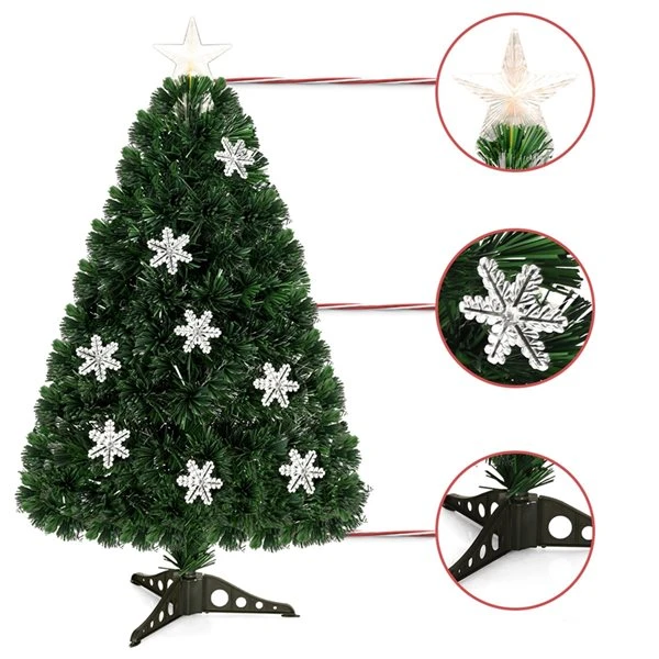 Costway 3-ft Pre-Lit Fibre Optic Artificial Christmas Tree With Multicolour Lights Snowflakes 3 Costway 3-ft Pre-Lit Fibre Optic Artificial Christmas Tree With Multicolour Lights Snowflakes