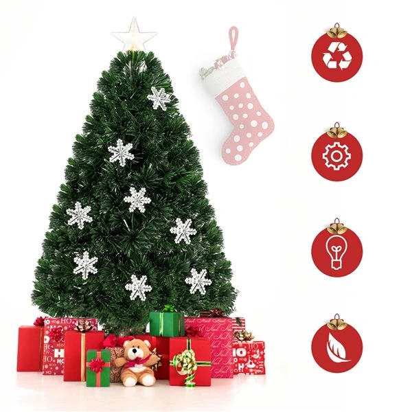 Costway 3-ft Pre-Lit Fibre Optic Artificial Christmas Tree With Multicolour Lights Snowflakes 7 Costway 3-ft Pre-Lit Fibre Optic Artificial Christmas Tree With Multicolour Lights Snowflakes - Image 5