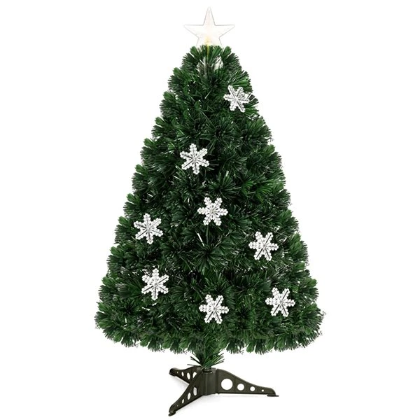 Costway 3-ft Pre-Lit Fibre Optic Artificial Christmas Tree With Multicolour Lights Snowflakes 4 Costway 3-ft Pre-Lit Fibre Optic Artificial Christmas Tree With Multicolour Lights Snowflakes - Image 2
