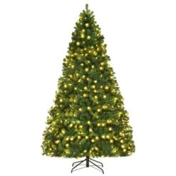 Costway 8-ft Pre-Lit Hinged PVC Artificial Christmas Tree With 430 LED Lights And Stand Green -Northlight Paradise 331060071 AlternateImage2 l
