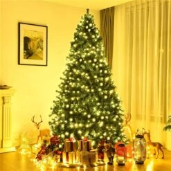 Costway 8-ft Pre-Lit Hinged PVC Artificial Christmas Tree With 430 LED Lights And Stand Green -Northlight Paradise 331060071 AlternateImage3 l