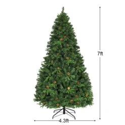 Costway 7-ft Pre-Lit Artificial Christmas Tree Hinged With 460 LED Lights And Pine Cones -Northlight Paradise 331060083 AlternateImage1 l