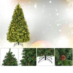 Costway 7-ft Pre-Lit Artificial Christmas Tree Hinged With 460 LED Lights And Pine Cones -Northlight Paradise 331060083 AlternateImage4 l