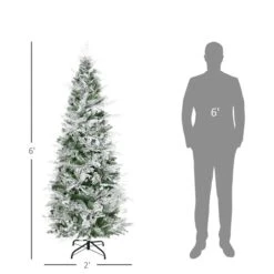 HOMCOM 6-Ft Snow Flocked Artificial Christmas Tree Holiday With Pencil Shape 9 HOMCOM 6-Ft Snow Flocked Artificial Christmas Tree Holiday With Pencil Shape -Northlight Paradise 331061746 AlternateImage2 l