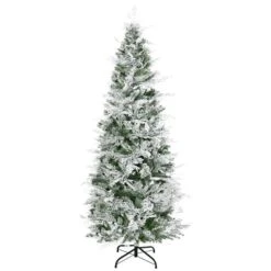 HOMCOM 6-Ft Snow Flocked Artificial Christmas Tree Holiday With Pencil Shape