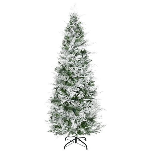 HOMCOM 6-Ft Snow Flocked Artificial Christmas Tree Holiday With Pencil Shape 3 HOMCOM 6-Ft Snow Flocked Artificial Christmas Tree Holiday With Pencil Shape