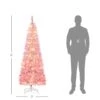 HOMCOM 6-Ft Pencil Snow Artificial Christmas Tree With LED Light - Pink