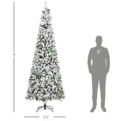 HOMCOM 9-ft Snow Flocked Pencil Artificial Christmas Tree - Auto Open 10 HOMCOM 9-ft Snow Flocked Pencil Artificial Christmas Tree - Auto Open -Northlight Paradise 331061750 AlternateImage2 l