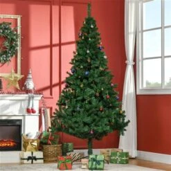 HOMCOM 7-ft Indoor Christmas Tree With Fireproof Leaf And Metal Stand