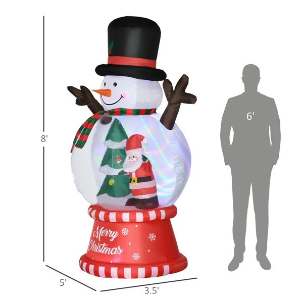 Outsunny 8-ft Christmas Inflatable Snowman With LED 4 Outsunny 8-ft Christmas Inflatable Snowman With LED - Image 2