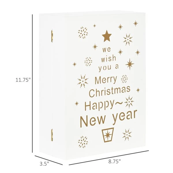 HOMCOM Wooden Christmas Advent Calendar Book - White 6 HOMCOM Wooden Christmas Advent Calendar Book - White - Image 4