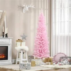 HOMCOM 6-ft Slim Artificial Christmas Tree - Pink -Northlight Paradise 331061757 AlternateImage1 l