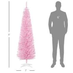 HOMCOM 6-ft Slim Artificial Christmas Tree - Pink -Northlight Paradise 331061757 AlternateImage2 l
