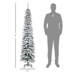 HOMCOM 6-ft Snow-Flocked Artificial Slim Christmas Tree