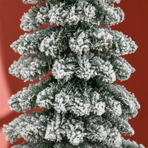 HOMCOM 6-ft Snow-Flocked Artificial Slim Christmas Tree 6 HOMCOM 6-ft Snow-Flocked Artificial Slim Christmas Tree - Image 4
