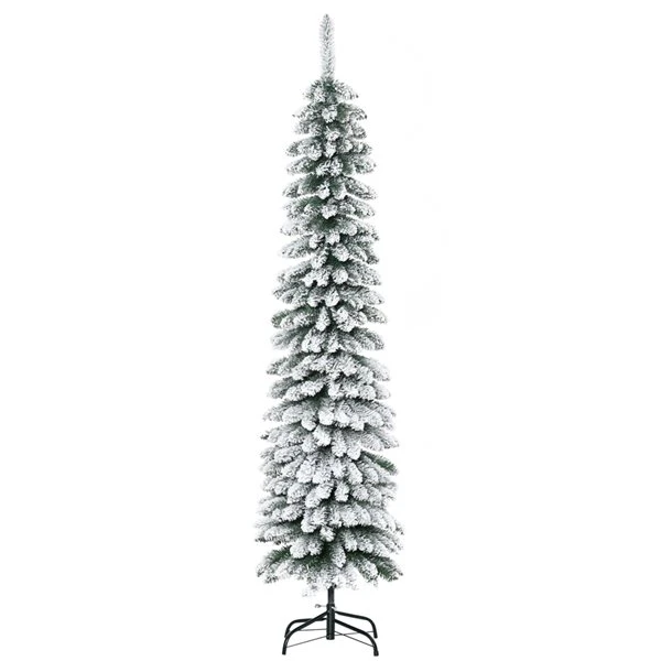HOMCOM 6-ft Snow-Flocked Artificial Slim Christmas Tree 5 HOMCOM 6-ft Snow-Flocked Artificial Slim Christmas Tree - Image 3