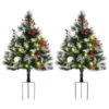 HOMCOM 2-ft Outdoor Artificial Christmas Tree With LED Light - Pack Of 2