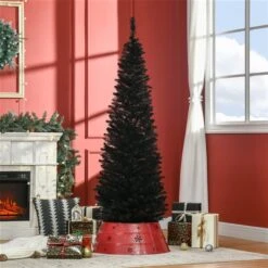 HOMCOM 6-ft Slim Artificial Christmas Tree - Black