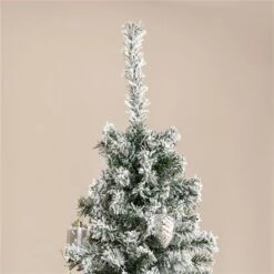 HOMCOM 7.5-ft Slim Unlit Pine Snow Flocked Artificial Christmas Hinged Tree