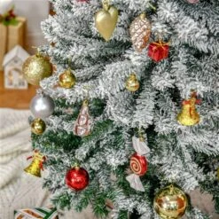 HOMCOM 7.5-ft Slim Unlit Pine Snow Flocked Artificial Christmas Hinged Tree 9 HOMCOM 7.5-ft Slim Unlit Pine Snow Flocked Artificial Christmas Hinged Tree -Northlight Paradise 331061766 AlternateImage4 l