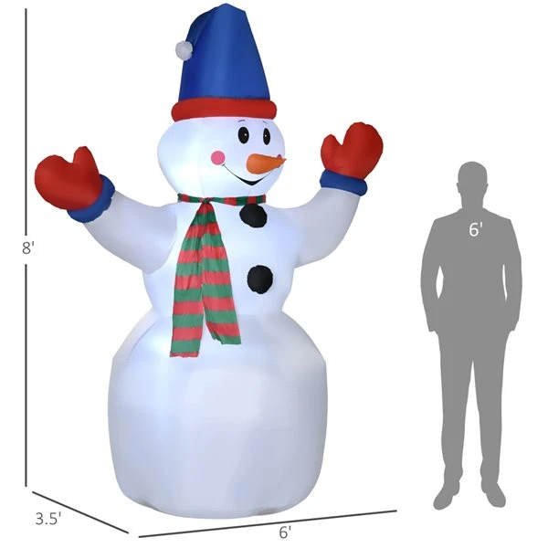 Outsunny 8-ft Inflatable Christmas Snowman 4 Outsunny 8-ft Inflatable Christmas Snowman - Image 2