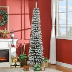 HOMCOM 7-ft Snow-Flocked Artificial Slim Christmas Tree Holiday Home Décor 10 HOMCOM 7-ft Snow-Flocked Artificial Slim Christmas Tree Holiday Home Décor -Northlight Paradise 331061768 AlternateImage1 l