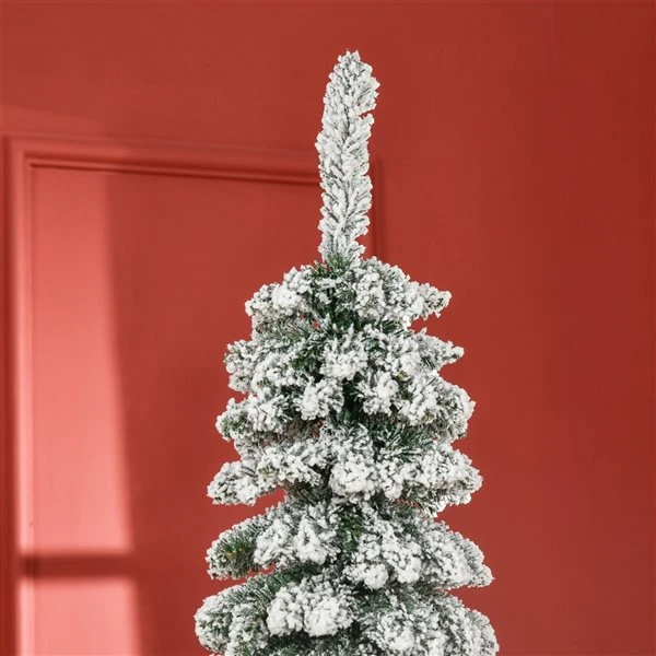 HOMCOM 7-ft Snow-Flocked Artificial Slim Christmas Tree Holiday Home Décor 7 HOMCOM 7-ft Snow-Flocked Artificial Slim Christmas Tree Holiday Home Décor - Image 5