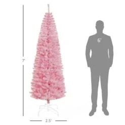HOMCOM 7-ft Artificial Christmas Tree Xmas Holiday Pencil Tree Home - Pink -Northlight Paradise 331061774 AlternateImage2 l