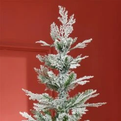 HOMCOM 7.5 Foot Snow Flocked Artificial Christmas Tree Holiday With Pencil Shape -Northlight Paradise 331061778 AlternateImage3 l