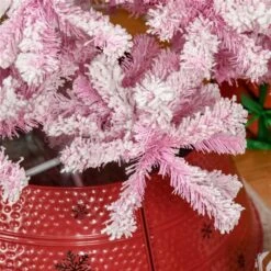 HomCom 9-ft Leg Base Flocked Pink Artificial Christmas Tree -Northlight Paradise 331063415 AlternateImage3 l